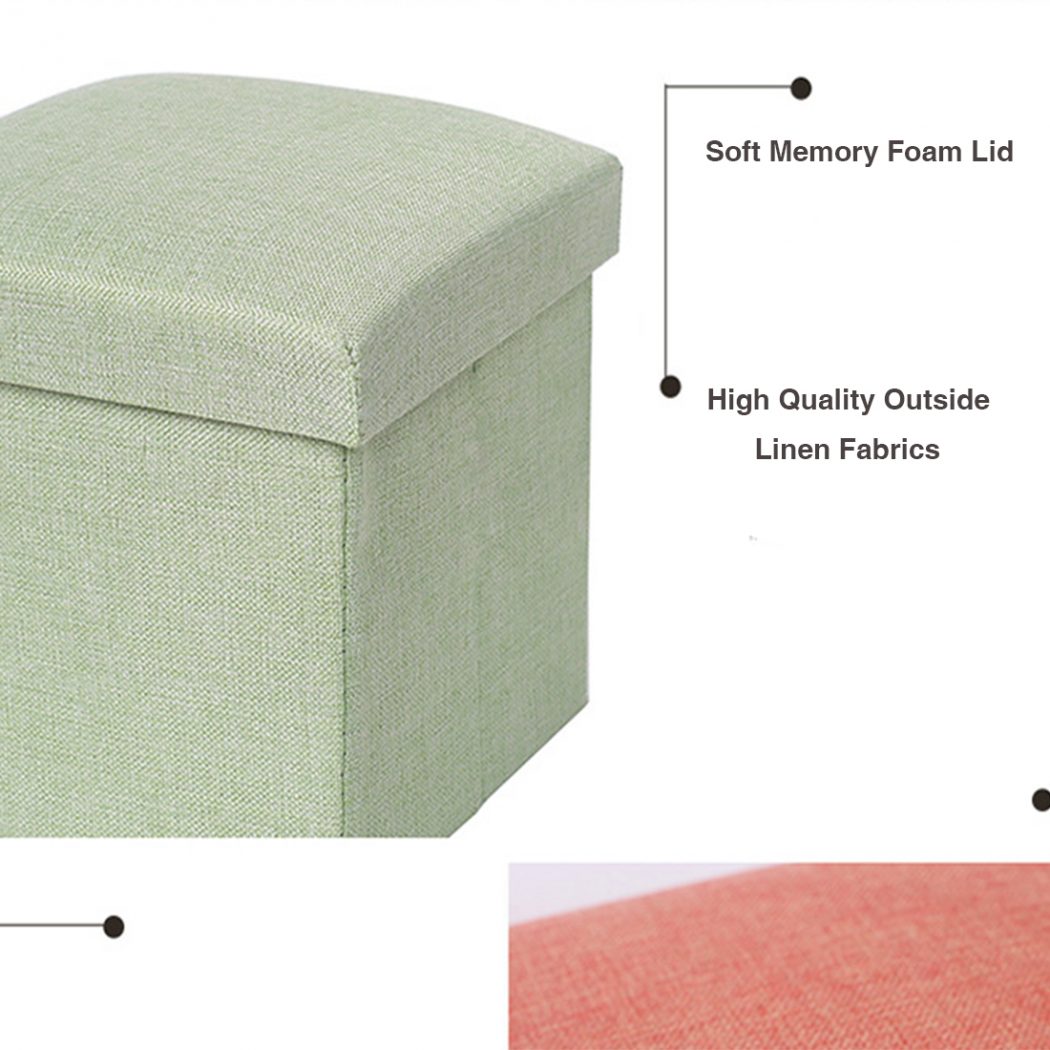 Linen Fabric storage Stool Foldable household Coffee Table Sofa Footstool  Ottoman storage box change shoe bench mx9171609